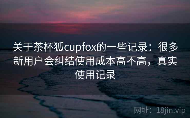关于茶杯狐cupfox的一些记录：很多新用户会纠结使用成本高不高，真实使用记录